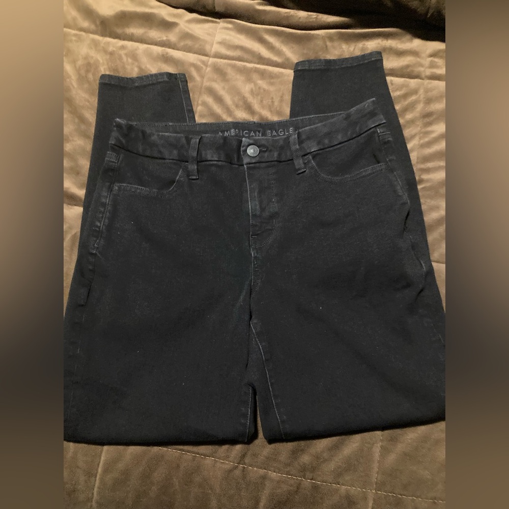 American Eagle Outfitters Women's Black Jeans, size 10, curvy hi-rise jegging